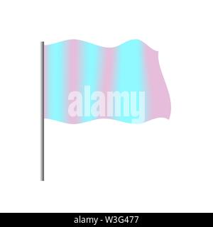 Stock vector illustration waving flag template stand on steel pole isolated on white background. Stock Vector