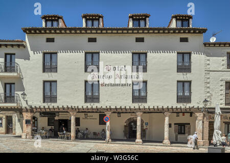 Exterior facade of the hotel Nuevo Arlanza in the town of Covarrubias, province of Burgos, Castilla y Leon, Spain, Europe Stock Photo