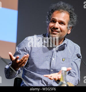 BFI Southbank, London, UK. 15th July 2019. Sarfraz Manzoor on stage at Mark Kermode in 3d on Monday 15 July 2019 at BFI Southbank, London. Pictured: Sarfraz Manzoor. Picture by Credit: Julie Edwards/Alamy Live News Stock Photo