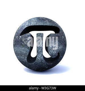 pi symbol, mathematical carved in stone constant isolated on white background Stock Photo