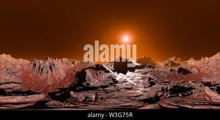 surface of planet Mars, 8K HDRI map, spherical environment panorama background, light source illustration (3d equirectangular render) Stock Photo