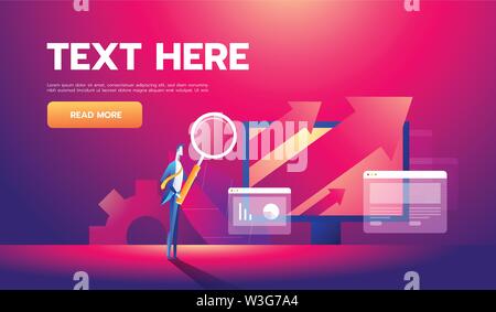 Business analysis concept banner with characters. Can use for web banner, infographics, business images. Flat isometric vector illustration. Stock Vector