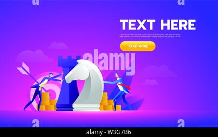 Businessmen moving chess pieces on chess board. Man in suits with chess. Concept of business or politics Stock Vector