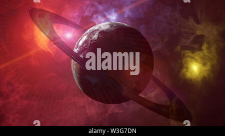 mysterious alien planet, exoplanet in a binary star system (3d science illustration)