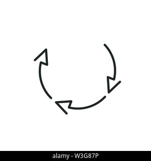 Three Circle arrows for infographic. Simple flat 360 diagram icon. Linear outline arrows with editable stroke. vector illustration isolated on white Stock Vector