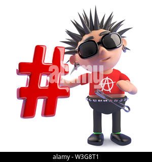 Funny punk rocker with spikey hair holding a wireless mouse, 3d ...