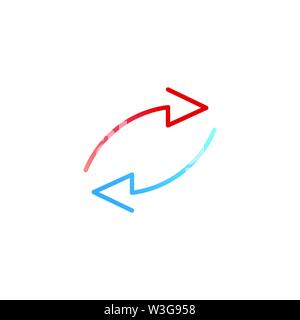 Two arrows red and blue in different direction infographic, chart, scheme, diagram. vector illustration isolated on white background. Stock Vector