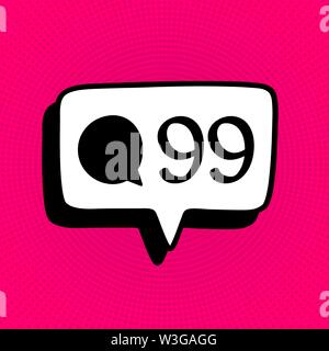 Social media comment notification sign icon in comic style. Like, comment, follow vector cartoon illustration on pink halftone background. Stock Vector