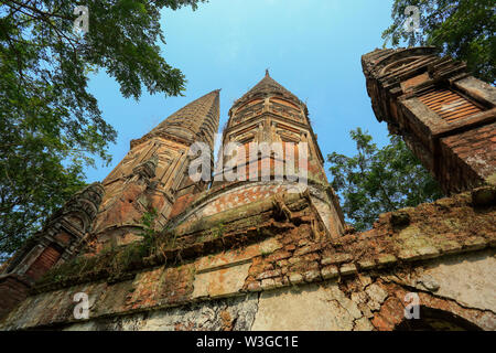 An eighteenth-century temple, Sonarang Twin Temple, located at Sonarang village in the Tongibari Upazila in Munshiganj, Bangladesh. Stock Photo