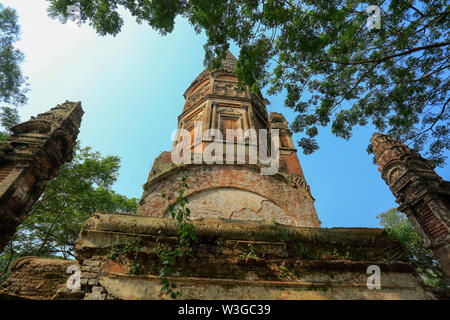 An eighteenth-century temple, Sonarang Twin Temple, located at Sonarang village in the Tongibari Upazila in Munshiganj, Bangladesh. Stock Photo