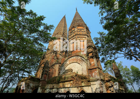 An eighteenth-century temple, Sonarang Twin Temple, located at Sonarang village in the Tongibari Upazila in Munshiganj, Bangladesh. Stock Photo