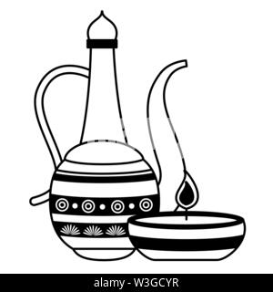 indian teapot folk and candle Stock Vector