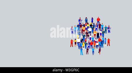 businesspeople crowd gathering in number hashtag icon shape different business people group standing together social community concept horizontal Stock Vector