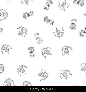 Seamless pattern of teapots and teacups isolated on white background. Chinese seamless pattern of teapots and teacups collection for textile design. V Stock Vector