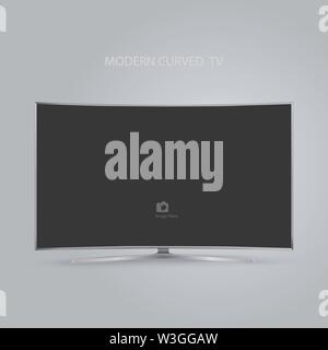 Curved smart LED HD TV series isolated on gray background, vector illustration Stock Vector