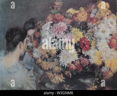 Chrysanthemums and Western Women by Kuroda Seiki. Stock Photo