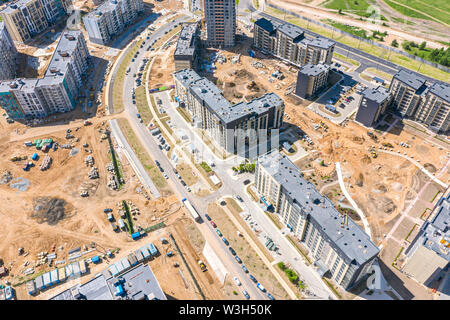 aerial panoramic view of city construction site. building of new residential area Stock Photo