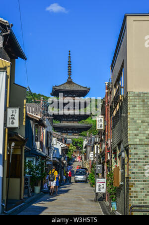 Kyoto, Japan - Jun 25, 2019. Sannen Zaka Street in Kyoto, Japan. Kyoto served as Japan capital and the emperor residence from 794 until 1868. Stock Photo