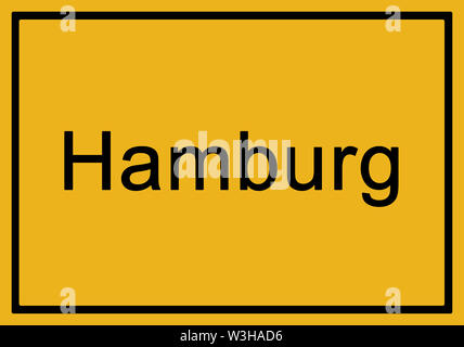 Typical german yellow city sign Hamburg Stock Photo