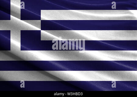 Realistic flag of Greece on the wavy surface of fabric Stock Photo