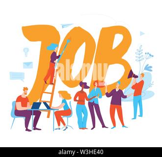 Human resource job concept vector illustration with job lettering Stock Vector