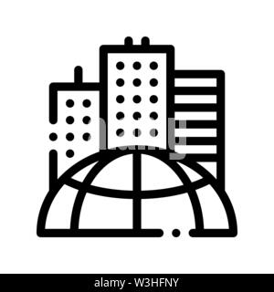 Skyscraper Earth Problem Vector Thin Line Icon Stock Vector