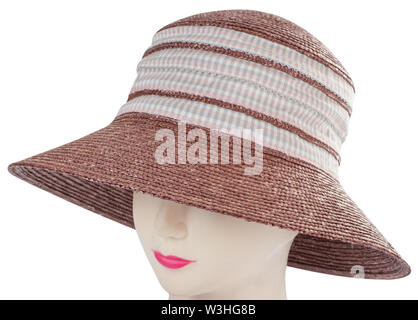 straw hat on mannequin isolated on white background Stock Photo