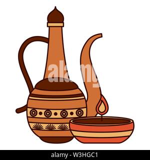 indian teapot folk and candle Stock Vector