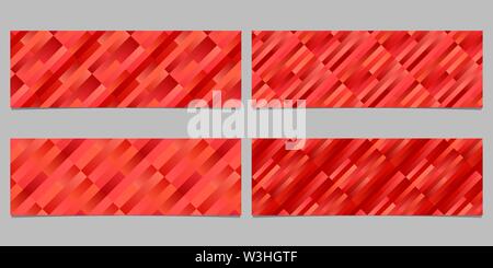 Gradient geometrical diagonal stripe pattern banner template set - abstract vector graphic from rectangles Stock Vector