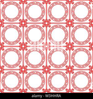 Oriental Traditional geometric red patterns on white background. Abstract background for New Year. Vector illustration for Chinese new year Stock Vector