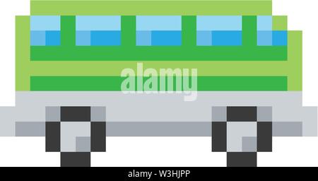 Bus Coach Pixel 8 Bit Video Game Art Icon Stock Vector