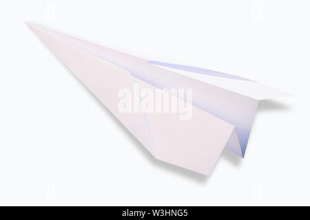 White paper plane on white isolated background. Travel concept mockup Stock Photo