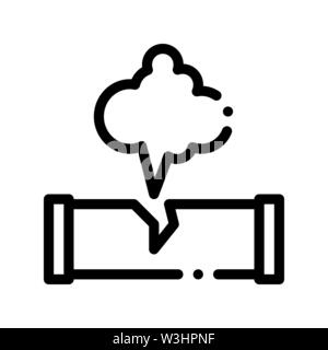 Gaz Pipe Break Pollution Vector Thin Line Icon Stock Vector
