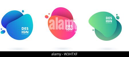 Abstract liquid shape. Fluid design. Isolated gradient waves with geometric lines, dots. Vector illustration. eps 10 Stock Vector