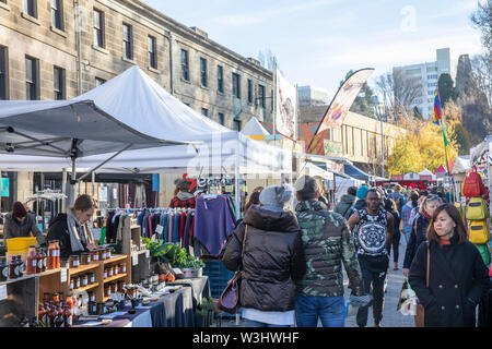 Hobart Tasmania, Saturday street market in Salamanca place, Hobart,Tasmania Australia Stock Photo