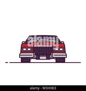Front view of retro 70s car Stock Vector