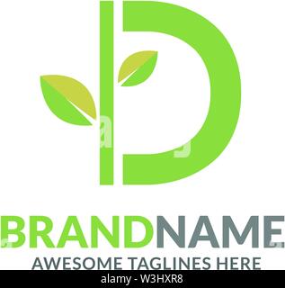 creative initial letter d with natural green leaf logo vector element Stock Vector