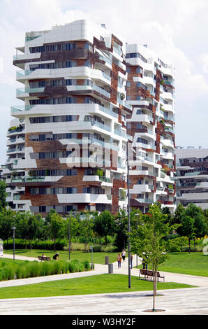 CityLife housing, apartment buildings in the Tre Torri quarter of Milan, Italy, part of a huge urban-redevelopment project, architect Zaha Hadid Stock Photo