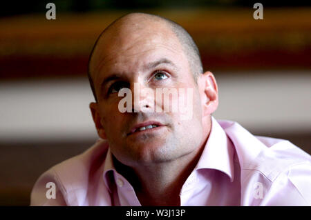 EMBARGOED UNTIL 1200 TUESDAY JULY 16, 2019. Andrew Strauss speaking during a press conference at Lord's to announce that Lord's Cricket Ground will be turning red for day two of the Specsavers 2nd Ashes Test Match between England and Australia in aid of the Ruth Strauss Foundation. Stock Photo