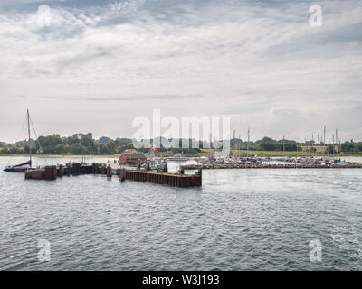 Small harbor marina on Lyoe in the archipelago in Denmark Stock Photo