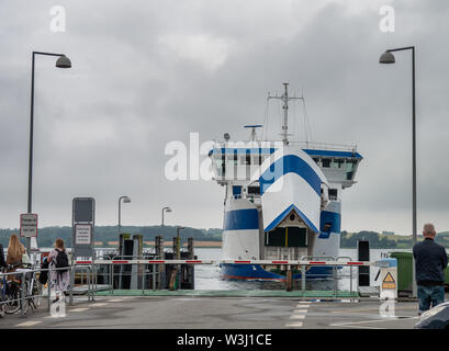 Faaborg harbor with the ferry to the archipelago, Denmark Stock Photo