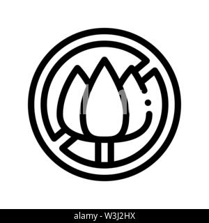 Allergen Free Sign Flower Vector Thin Line Icon Stock Vector