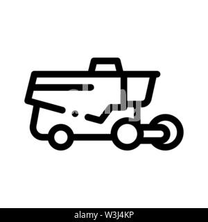 Reaping Harvester Vehicle Vector Thin Line Icon Stock Vector