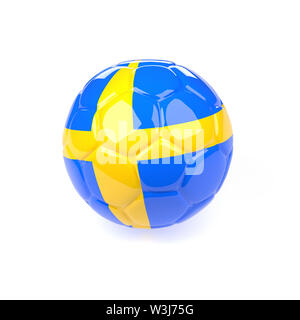 Soccer ball with the flag of Sweden on a white background, 3d rendering Stock Photo