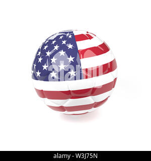 Soccer ball with the flag of the USA on a white background, 3d rendering Stock Photo