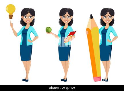Teachers poses set vector illustration. Cartoon isolated male and ...