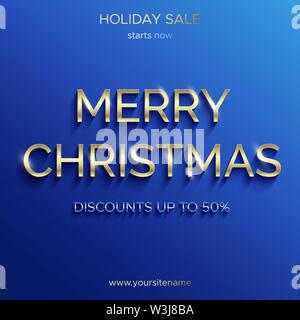 Christmas sale up to 50 percent. Blue banner. Stock Vector