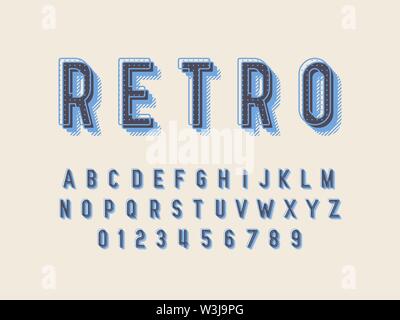 Retro font and alphabet. Stock vector illustration Stock Vector