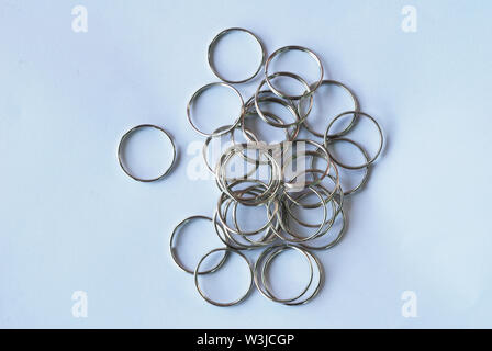 Stainless steel loop for hanging on the white background Stock Photo