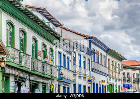 DIAMANTINA , BRAZIL - DECEMBER 30 , 2014 ;Historical tours ; streets of Diamantina with historical buildings. Diamantina , Minas Gerais, Brazil . Stock Photo